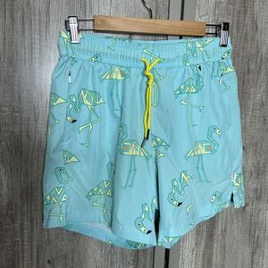 Maamgic Swim Trunks Size S Flamingo Blue and Yellow Lined Pockets
